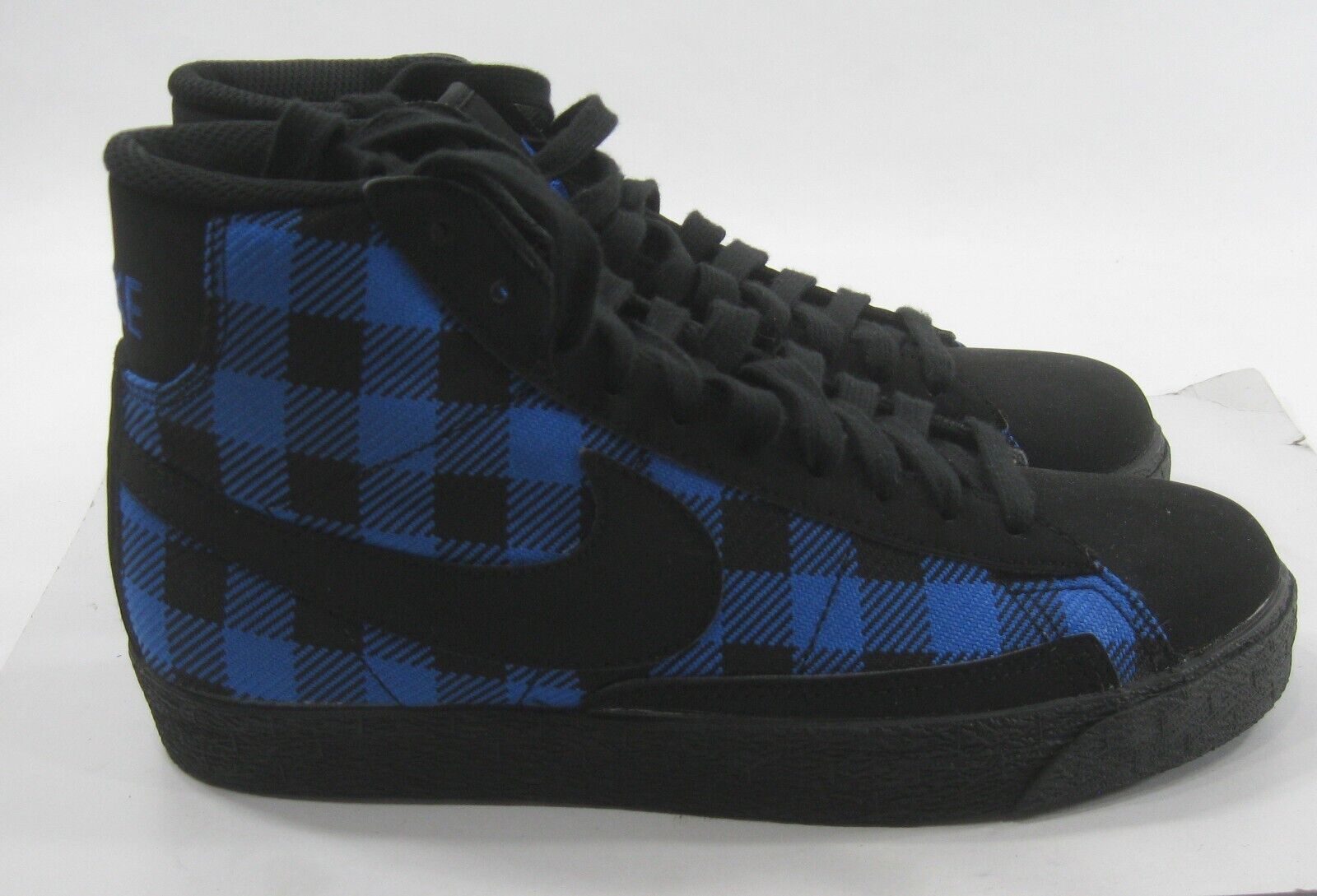 Nike Blazer Mid 318705 010 Black/blue check print youth Size Nike Blazer Mid 318705 010 Black/blue check print youth Size