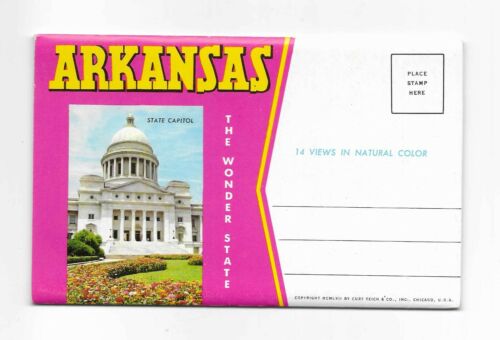 Vintage Travel Folder / Colorful Postcard Folder / State of Arkansas / 12 Views