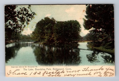 Bridgeport CT-Connecticut, The Lake, Beardsley Park, Vintage c1906 Postcard