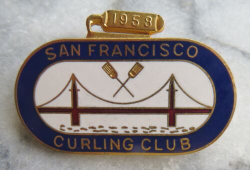 Vintage Enameled Pin - San Francisco Curling Club - 1958