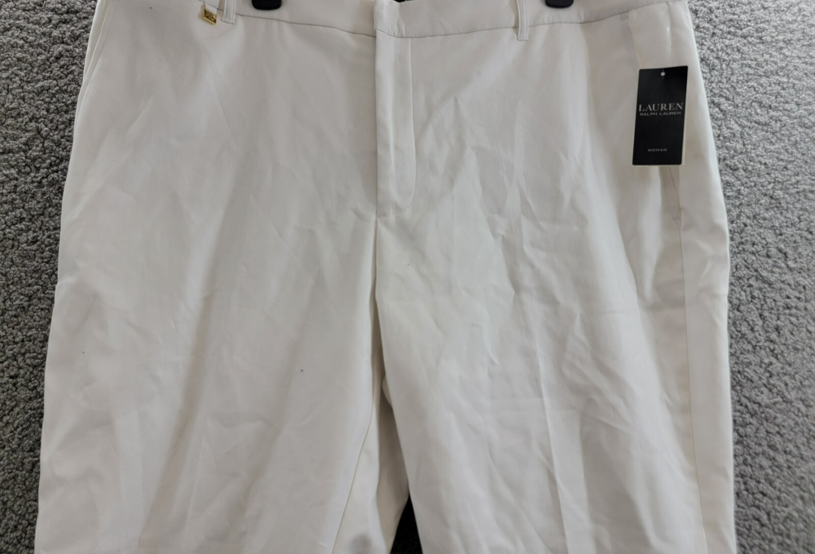 Lauren Ralph Lauren Plus Size Stretch Crop Pants Women's 18W White Zip Hook&Bar - Picture 3 of 18