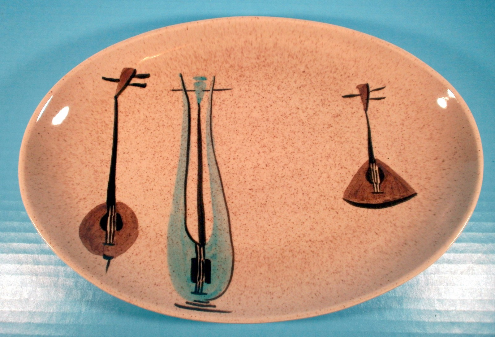 Serving Platter Tray Red Wing Lute Song Hand-Painted China