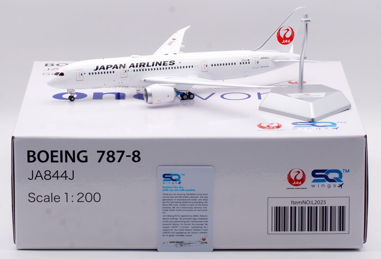 SQ Wings 1:200 Japan Airlines JAL Boeing 787-8 Diecast SQ Wings 1:200 Japan Airlines JAL Boeing 787-8 Diecast