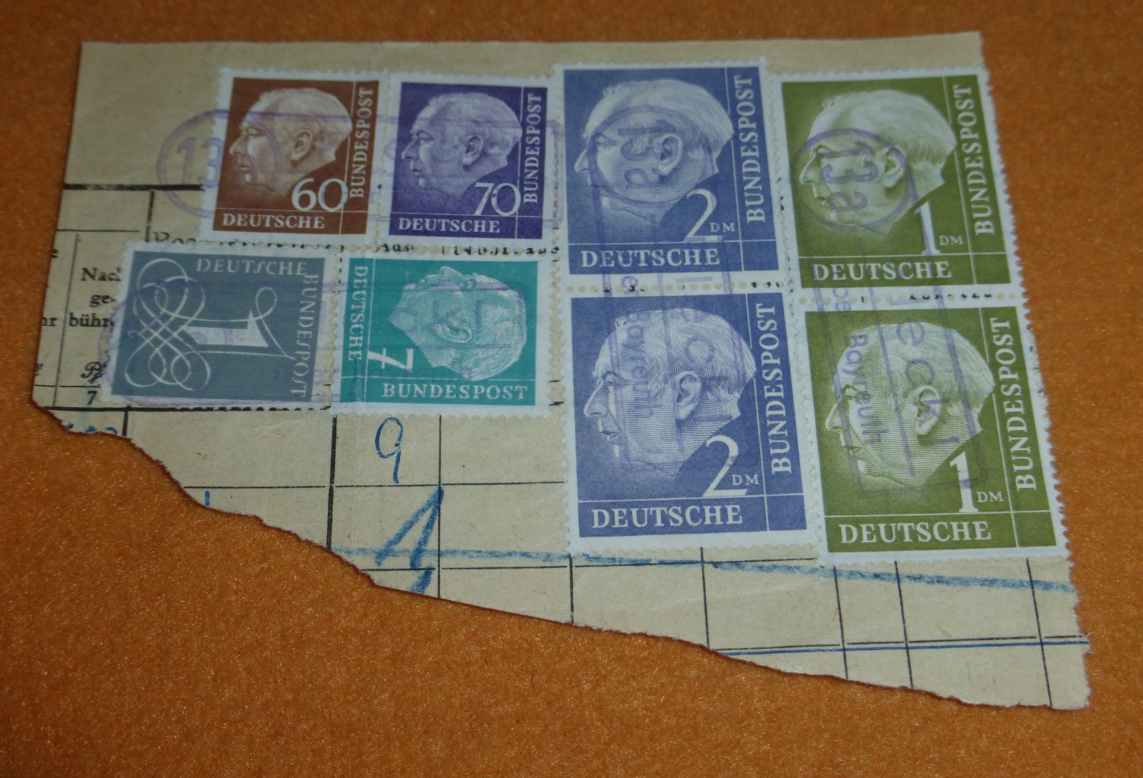 Bund 1 +  2 DM Heuss Paar Bahnpost Stempel ber Bayreuth
