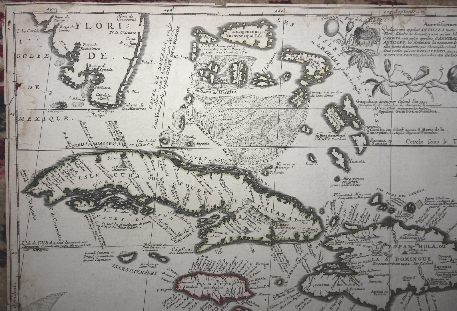 VINCENZO CORONELLI Archipelague du Mexique Cuba Mexico Florida MAP 1st Ed 1688