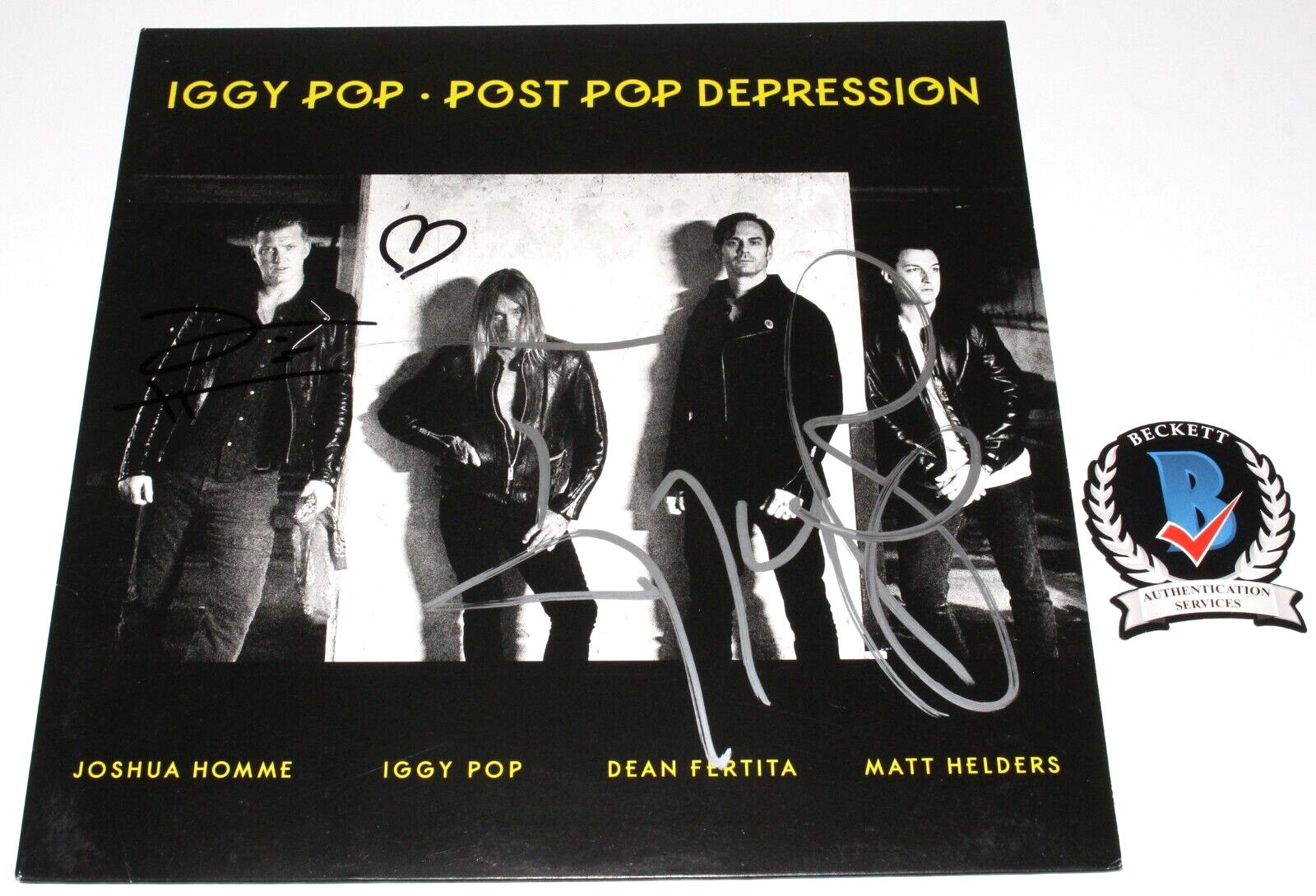 IGGY POP & JOSH HOMME SIGNED POST DEPRESSION VINYL RECORD
