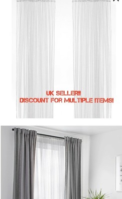 Ikea 1 X Panel Of Long Sheer White Net Lill Curtains 280 X 250 Cm