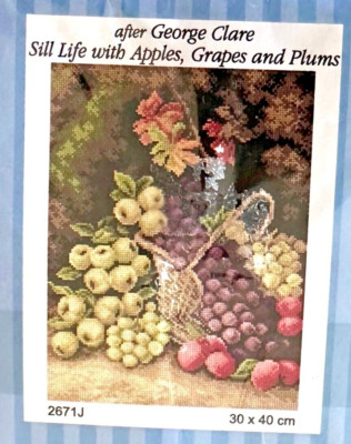 New Orchidea Collection Still LIfe Apples Grapes Plums Needlepoint Canvas #2671J