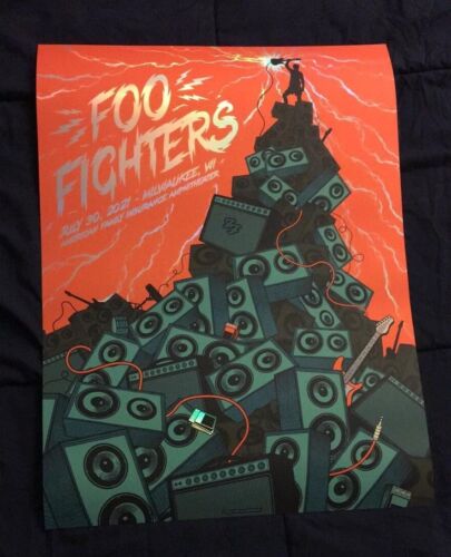 Foo Fighters Milwaukee 2021 Rainbow Foil Poster Variant Edition 18x24 #20/100