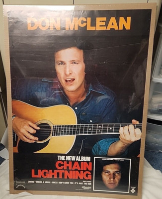 Don McLean Chain Lightning Rare Original Classic Promo Poster Shrink Wrapped