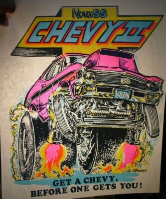 NOVA SS CHEVY II GASSER 1970's VINTAGE AMERICAN MUSCLE CAR IRON ON TRANSFER B-5