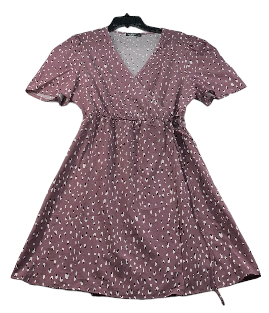 ppp【完売品】新品 Rounded hem dress Shein Curve Dress Womens Plus Size 0XL Pink Short Sleeve