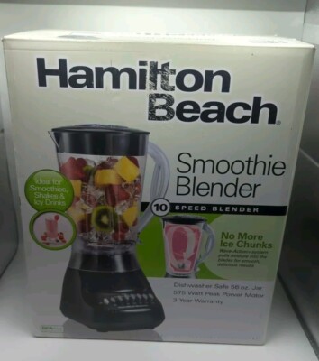 Hamilton Beach 56oz Smoothie Blender 50190 10 Speeds BPA-Free 650W Ice Sabre NIB