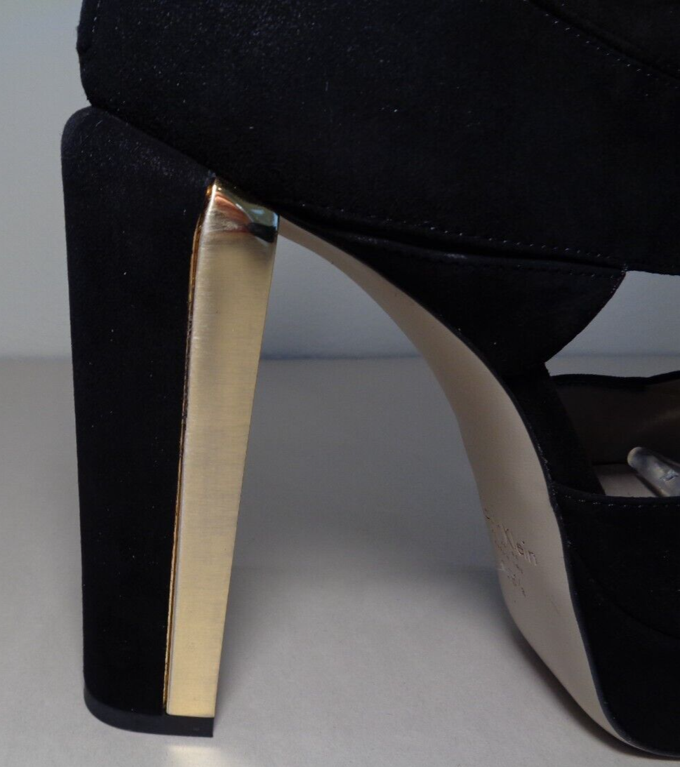 Pre-owned Calvin Klein Collection Size 9.5 M Amelia Black Suede Sandals Women's Shoes