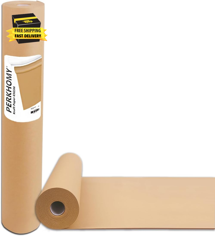 Perkhomy Brown Kraft Paper Roll 17.5" X 600" (50') for Gift Wrapping Bulletin Bo