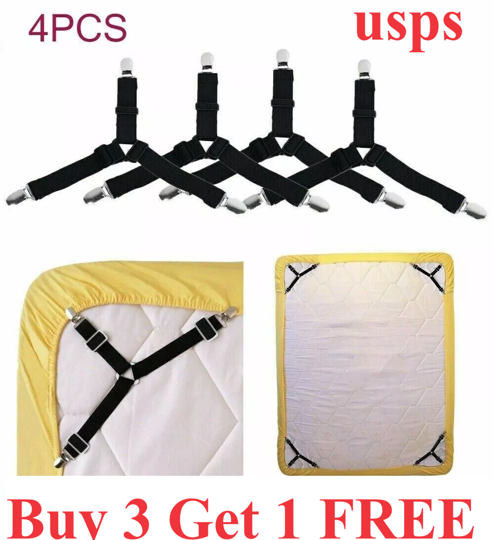 Bed Suspender Straps Mattress Fastener Holder Triangle Grippers Sheet Clips