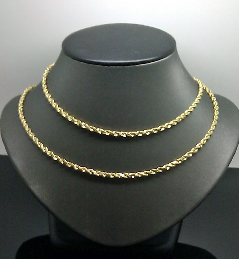 Pre-owned Globalwatches10 Real 10k Yellow Gold Rope Chain Necklace 26" Inches 3mm Unisex