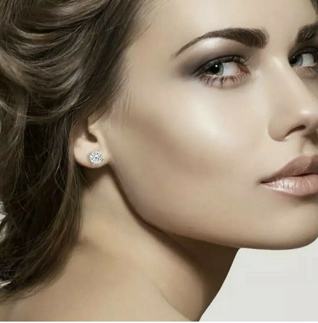 7.00 Ct Round Cut FL/D Lab Created Stud Earrings 14K White Gold 9mm Screw Back