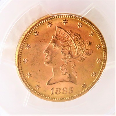 1885-S GOLD $10  Eagle PCGS MS63+ CAC * RARE POP 5/7 * THE FAIRMONT COLLECTION