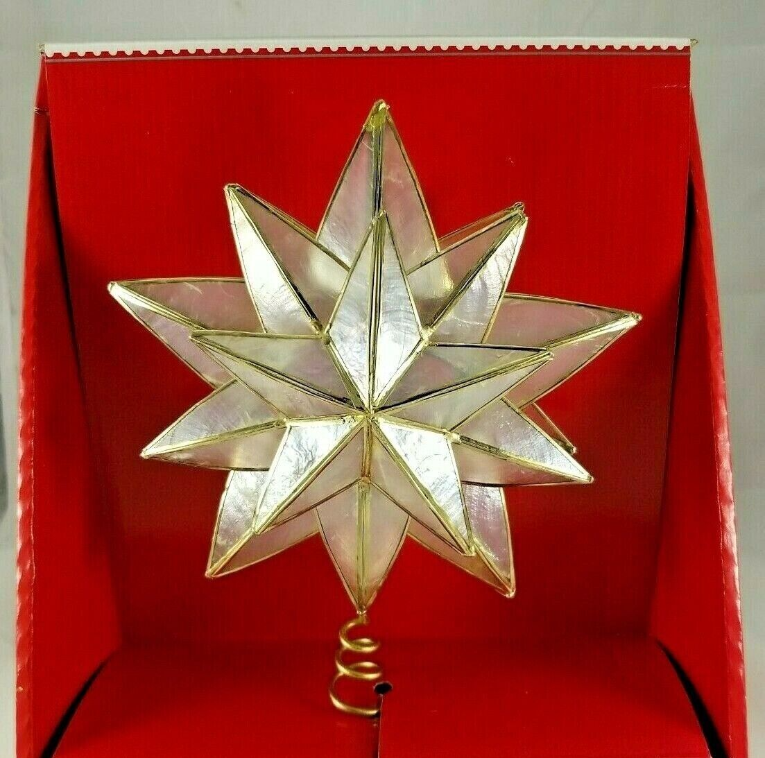Capiz Shell Gold Star Christmas Tree Topper 10.5" Holiday Decoration Nativity