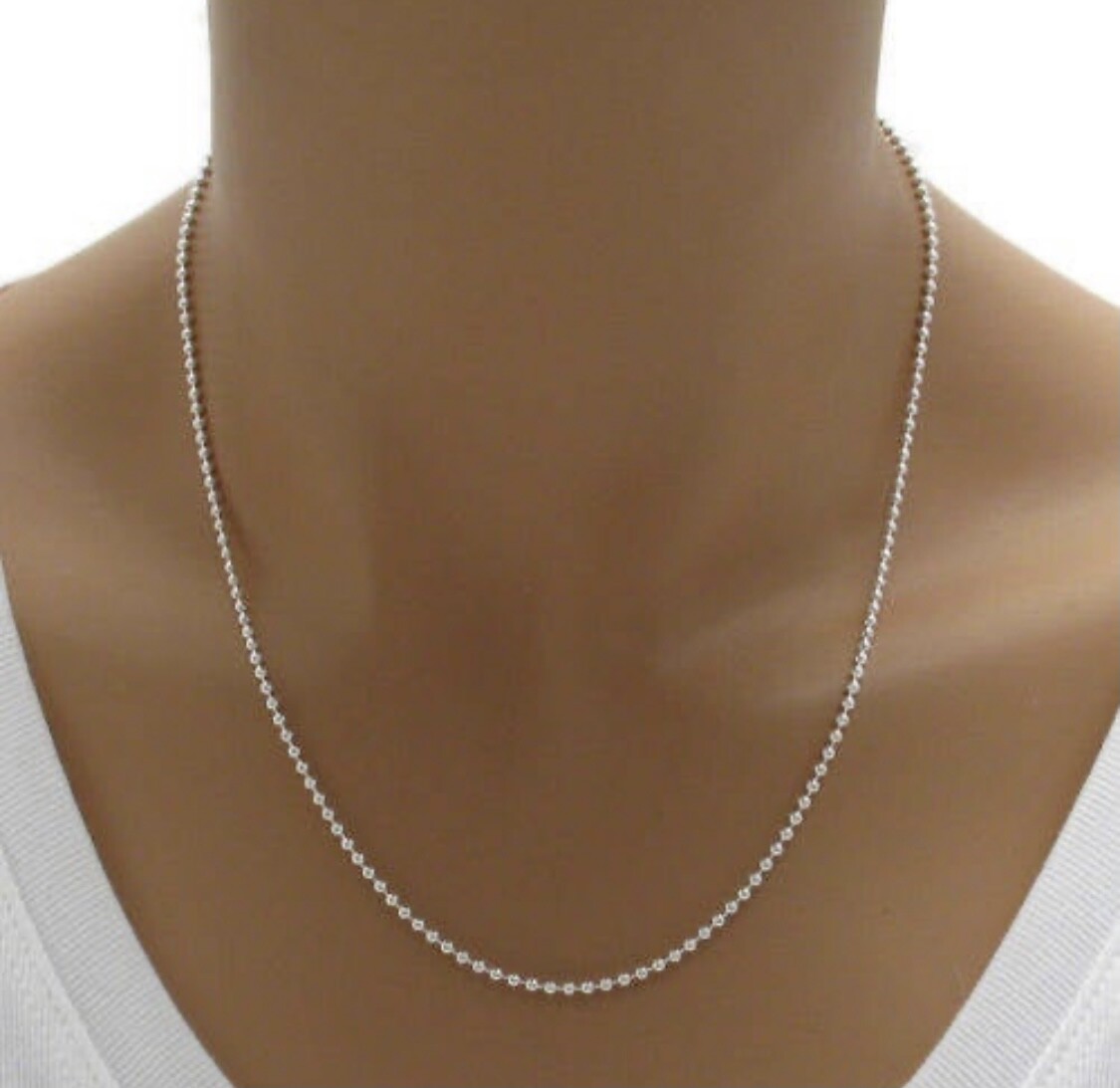 925 Sterling Silver Round Bead Ball Chain Necklace All Ages Italian Made