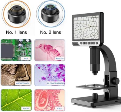 TOMLOV DM11 LCD Digital Microscope 2000X Magnifier Dual Lens 7'' 10LED Coin View