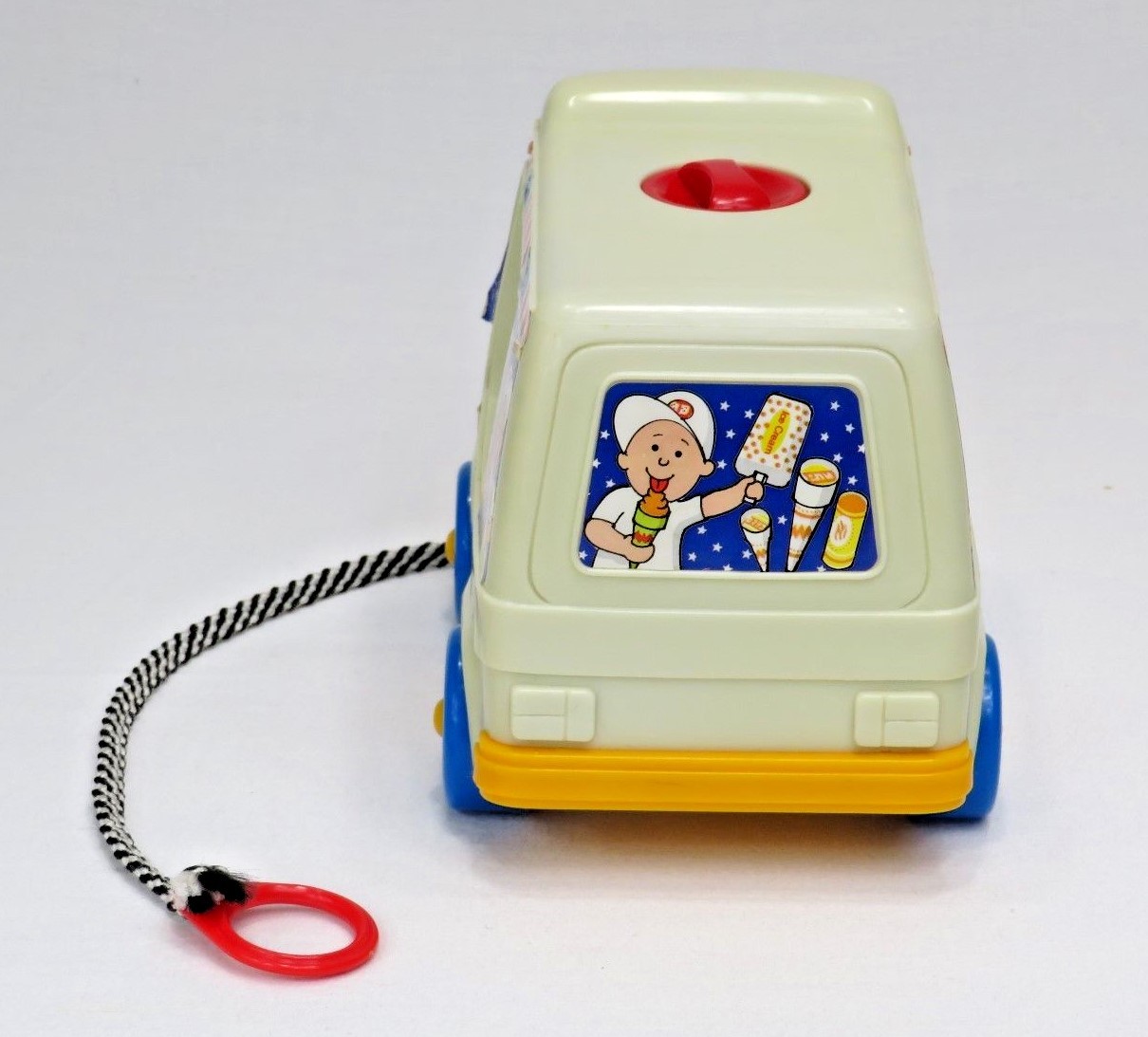 Vintage Musical Ice Cream Van Pull String Wind Up Toy Carousel Truck  Blue Box