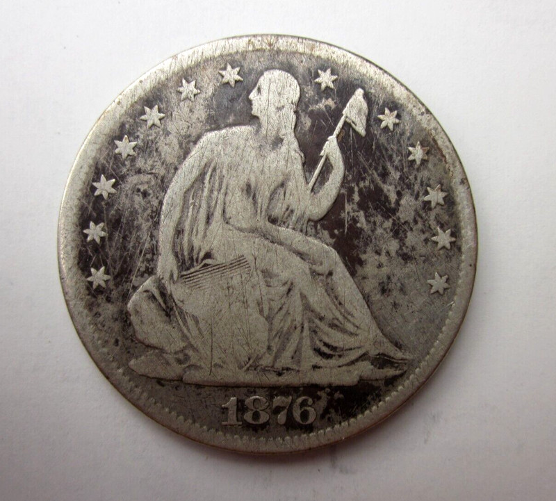 1876-CC SEATED LIBERTY HALF DOLLAR 50C CARSON CITY MINT SMALL