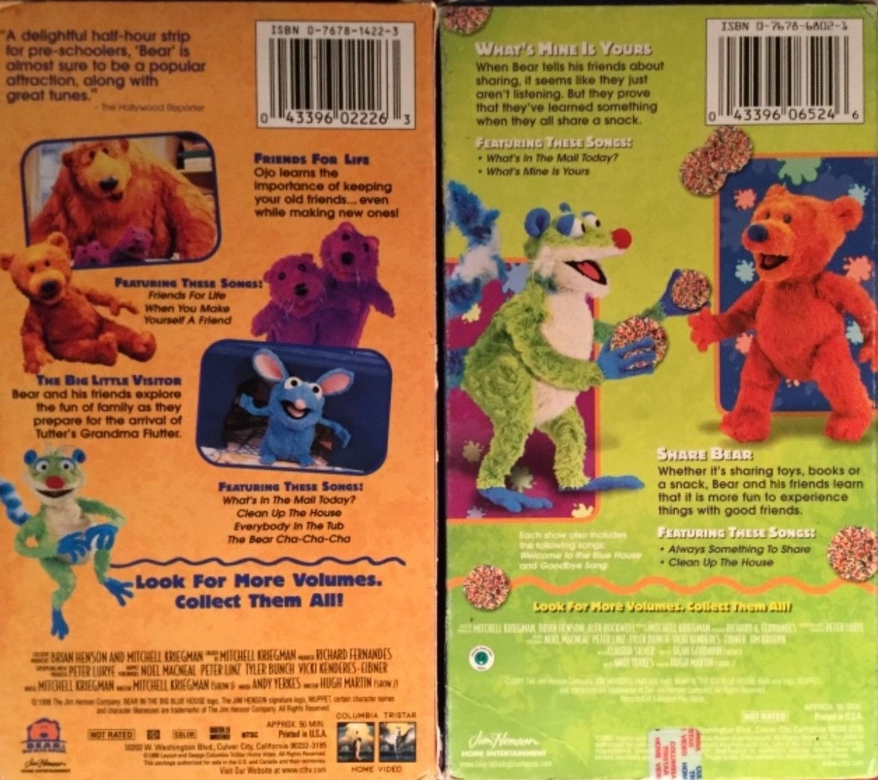 2 Bear In The Big Blue House VHS Video Tape Lot Sharing With & Friends For Life