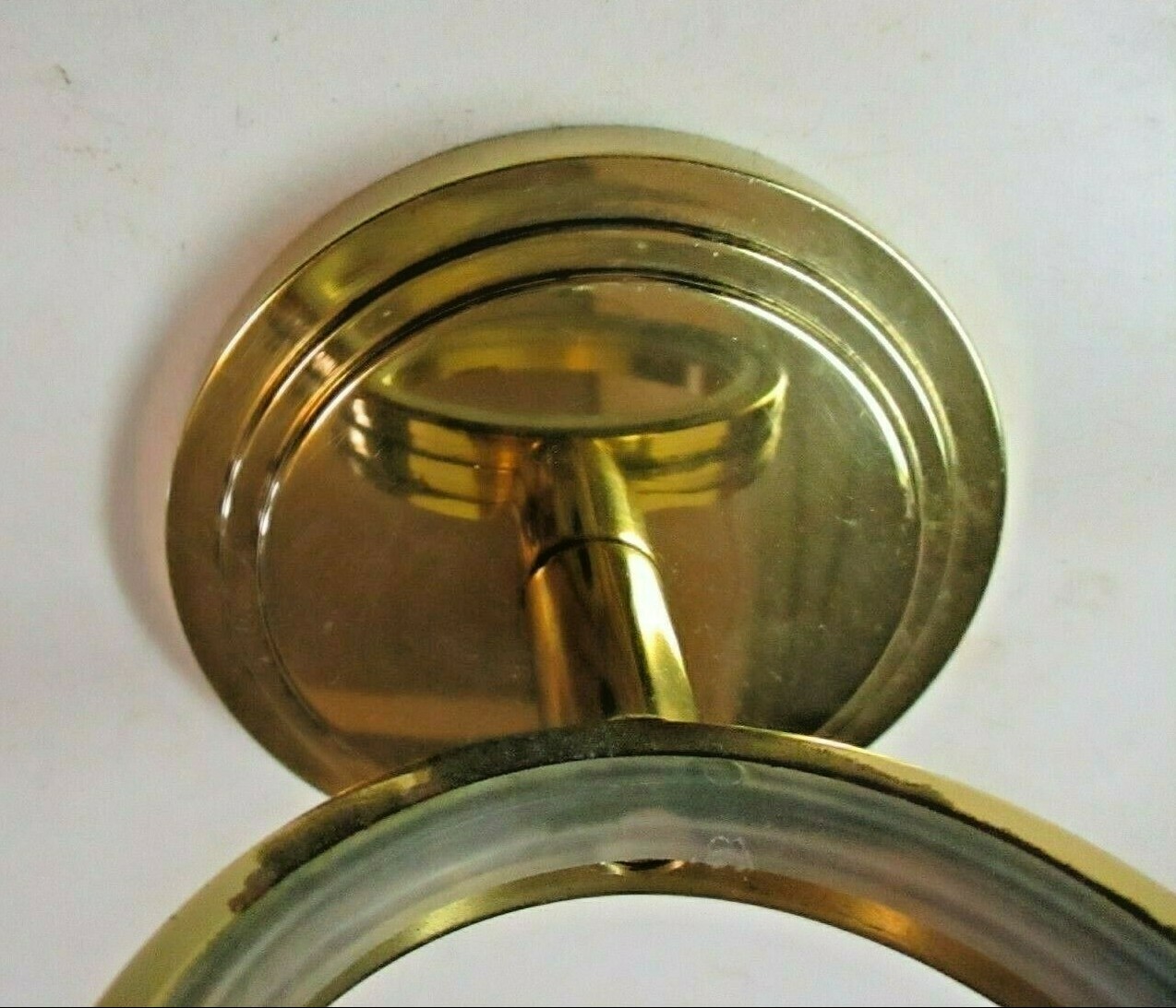 Vintage Ginger Bathroom Shiny Cast Brass Tumbler Glass Cup Holder Wall Mount