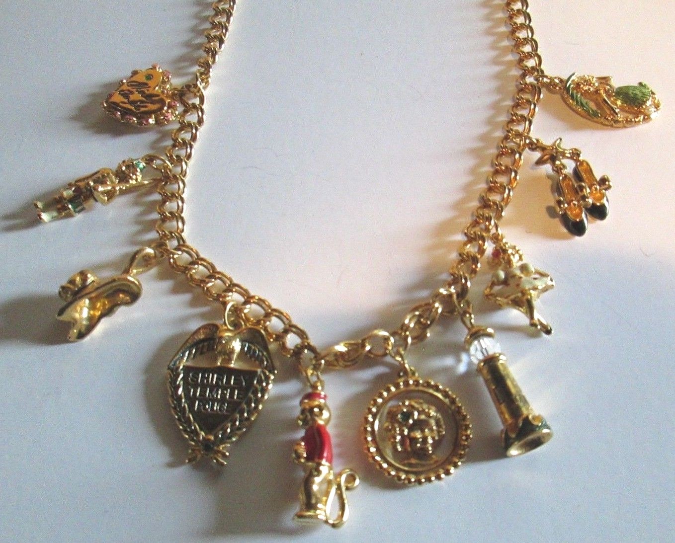 Danbury Mint Shirley Temple Gold 23K Electroplate 10 Charm Necklace
