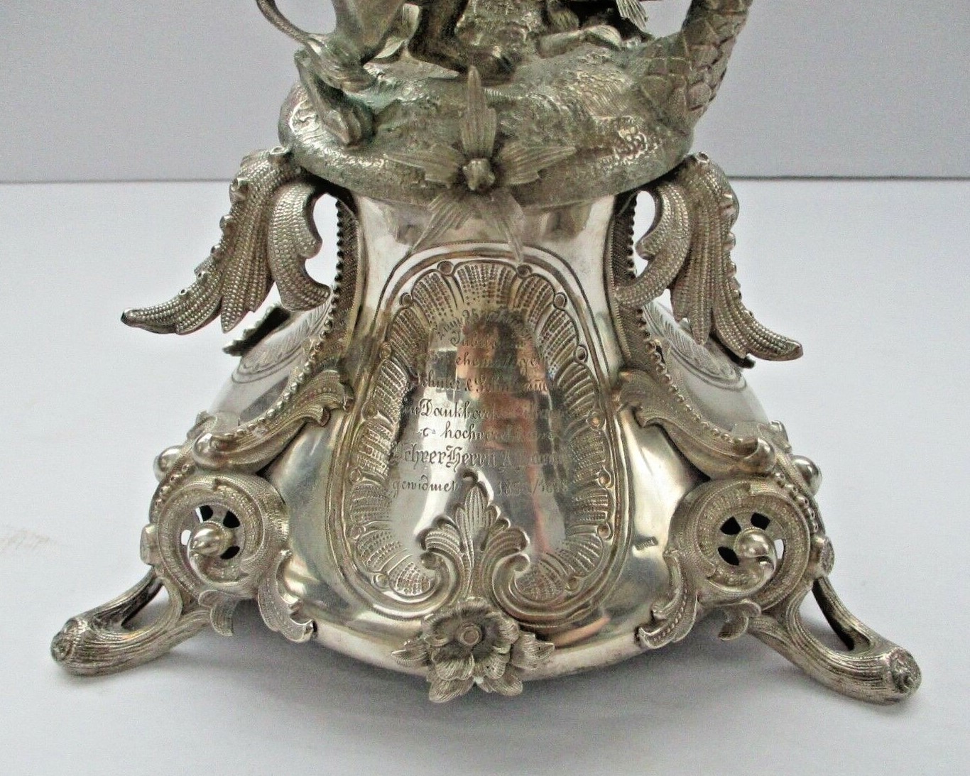 Antique Continental Silver Figural Centerpiece Lion Palm Tree 19th C. German 800