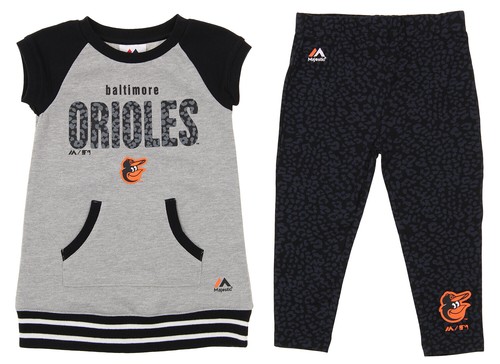 Majestic MLB Toddler Girls Baltimore Orioles — комплект леггинсов черного цвета Cheer Loud, черный