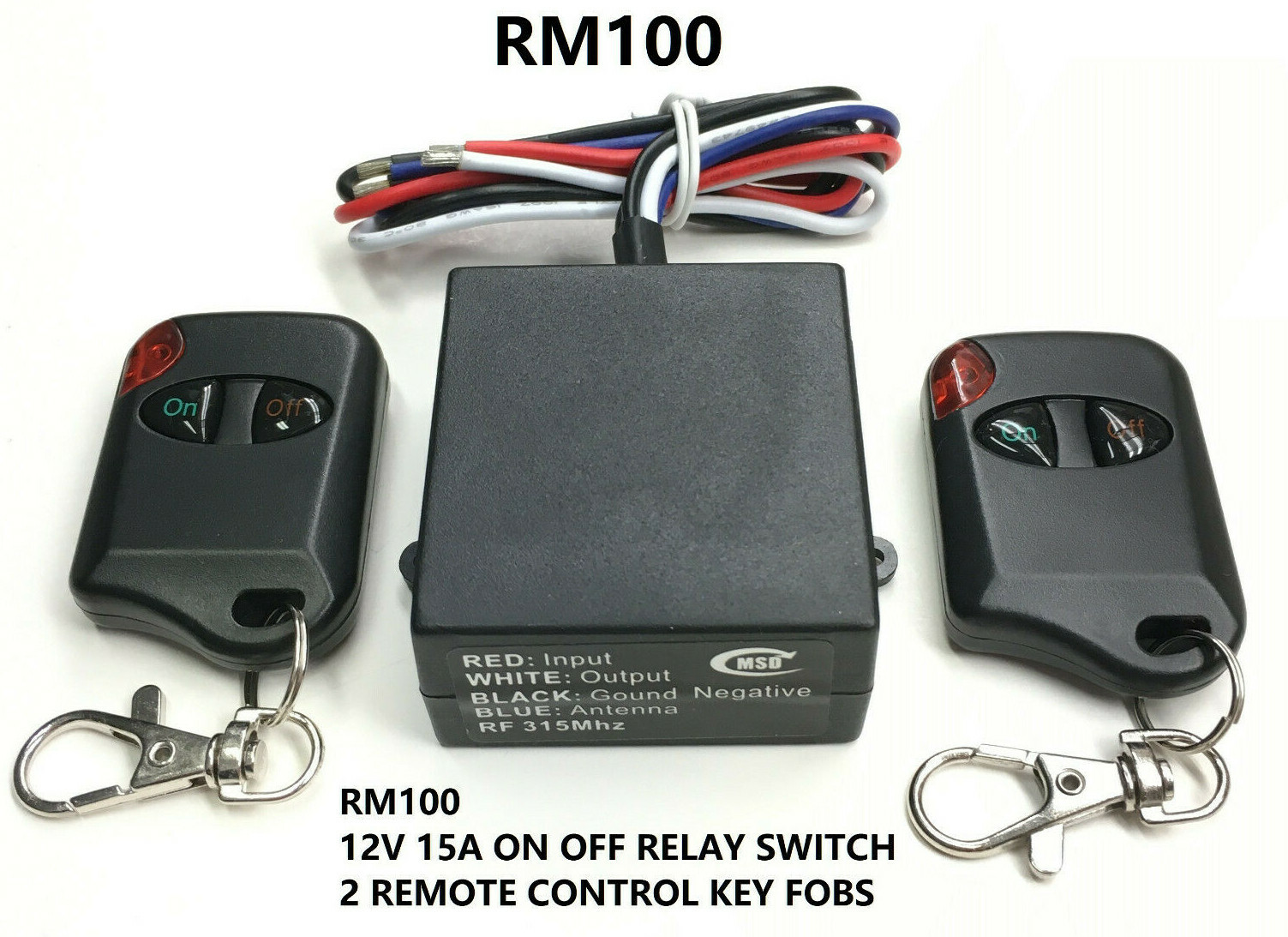 MSD 12V 15A 315mhz on off 2 remote control key fob 12V output relay switch RM100 Grelly USA