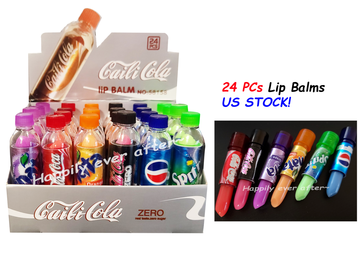S - Wholesale Lot Cute Soda Bottle Lip Balms *us Seller*