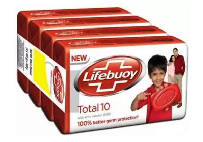 4 x 125 g Lifebuoy Total 10 sapone fresco sapone antibatterico spedizione gra...