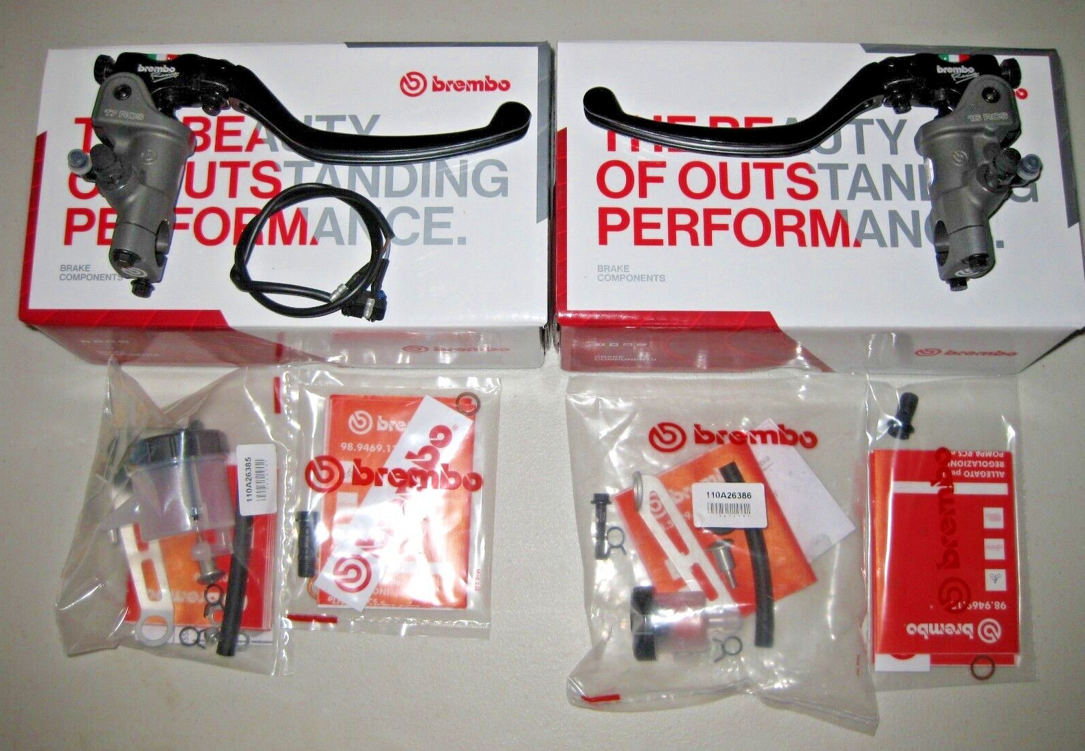 Brembo 17RCS Forged Radial Brake & 16RCS CLUTCH Master Cylinder W/ Folding Lever