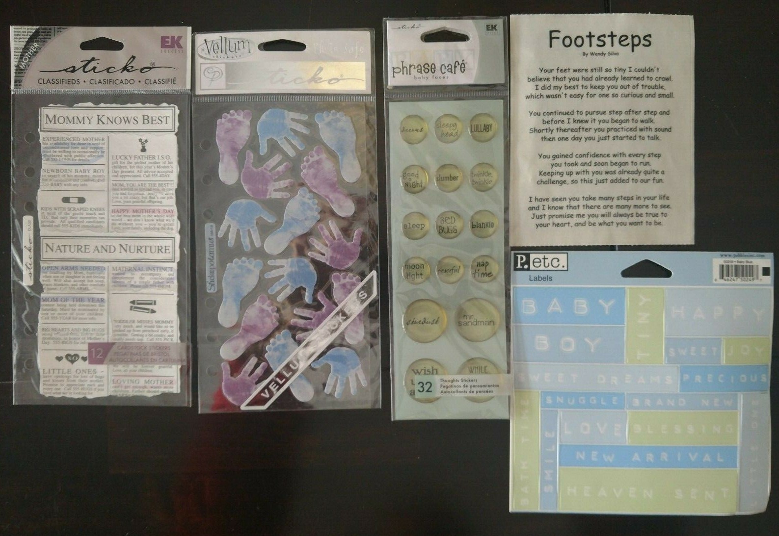 PREGNANCY/BABY BOY Lot of 40 12x12 Scrapbook Paper, Stickers and Embellishments