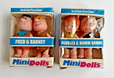 Vintage The Flintstones Knickerbocker Pebbles Bamm Bamm Fred Barney Mini Dolls