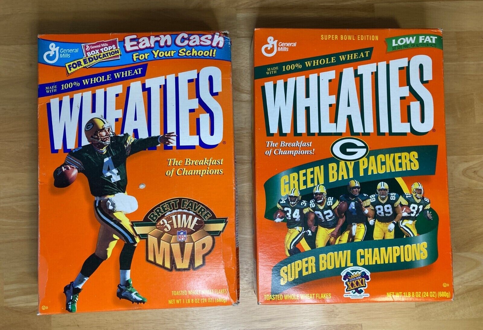 UNOPENED 90's Packers Wheaties Cereal Boxes VINTAGE