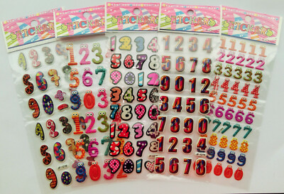 3D Zahlen Sticker 1-30 Folien Aufkleber Kinder Schulanfang Puffy Ziffern Lernen