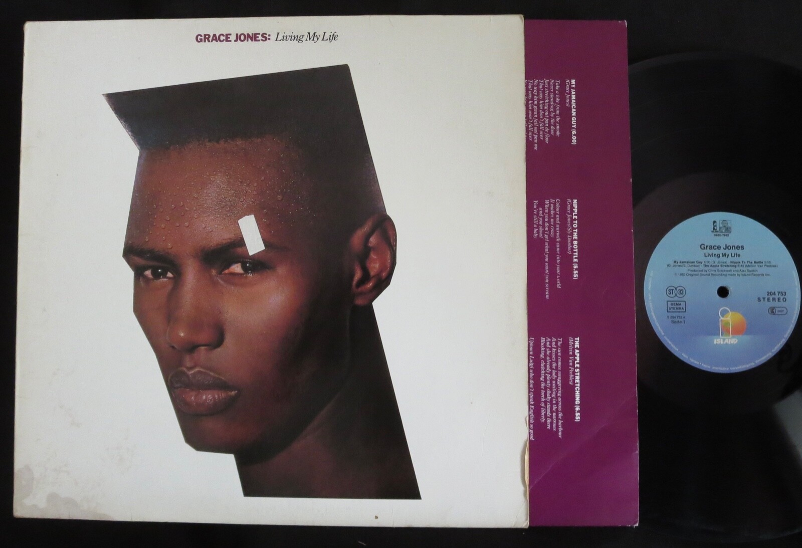 GRACE JONES, Living My Life German LP My Jamaican Guy/Apple
