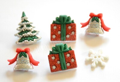 All That Glitters / Tree ~ Bells ~ Gift  - Snowflake / Christmas Holiday Buttons