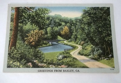 BAXLEY, GA Vintage Unused Linen Postcards, 3 Beautiful Scenic Views