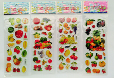 3D Sticker Obst 1-20 Folien Aufkleber Früchte Küche Kinder Marmelade Puffy 