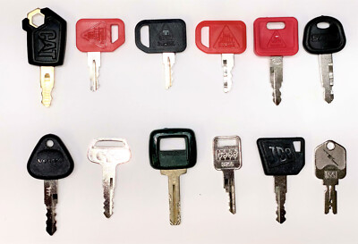 12 OEM Style Heavy Equipment Ignition Key Set CAT Komatsu JCB JD Case Volvo 