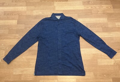 Left Coast Tee Mens Blue Shaped Button Up Soft Pima Cotton L/S Shirt Size XL