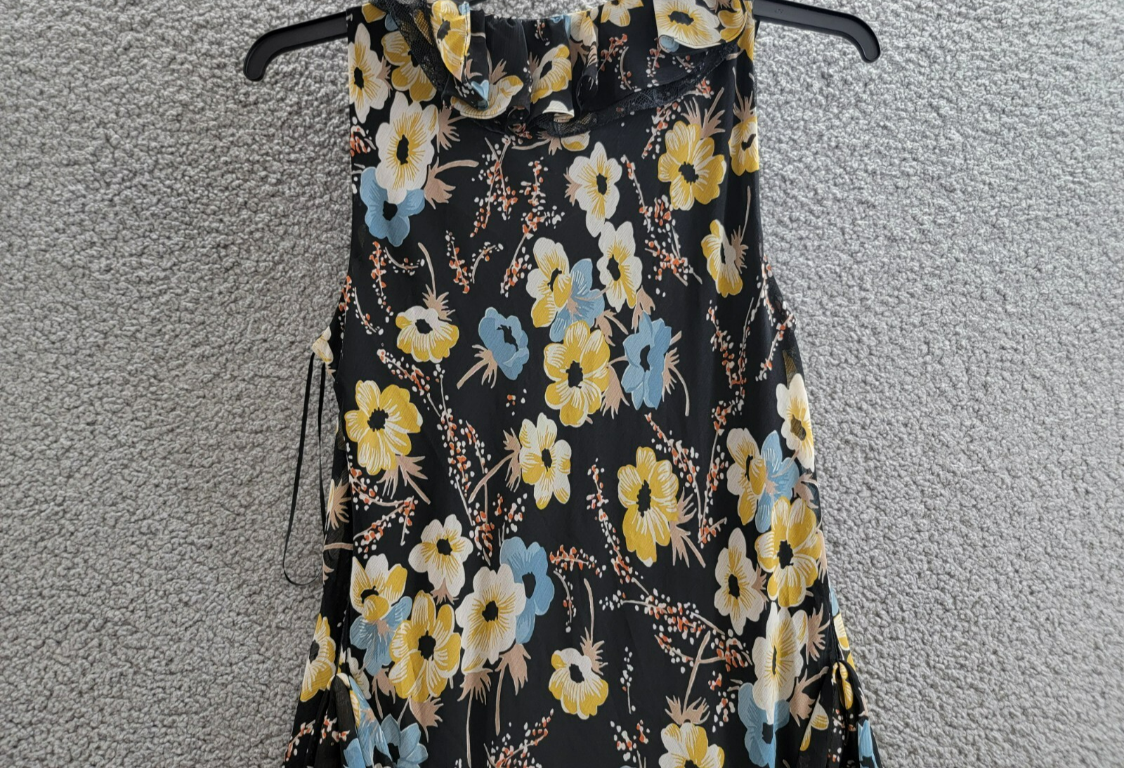 Lauren Ralph Lauren Belted Floral A-Line Dress Women's 10 Black Multi Side Zip - Picture 10 of 15