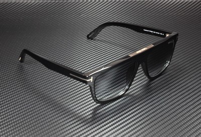 Pre-owned Tom Ford Cecilio-02 Ft0628 01b Shiny Black Gradient Smoke 57 Mm Men's Sunglasses In Gray