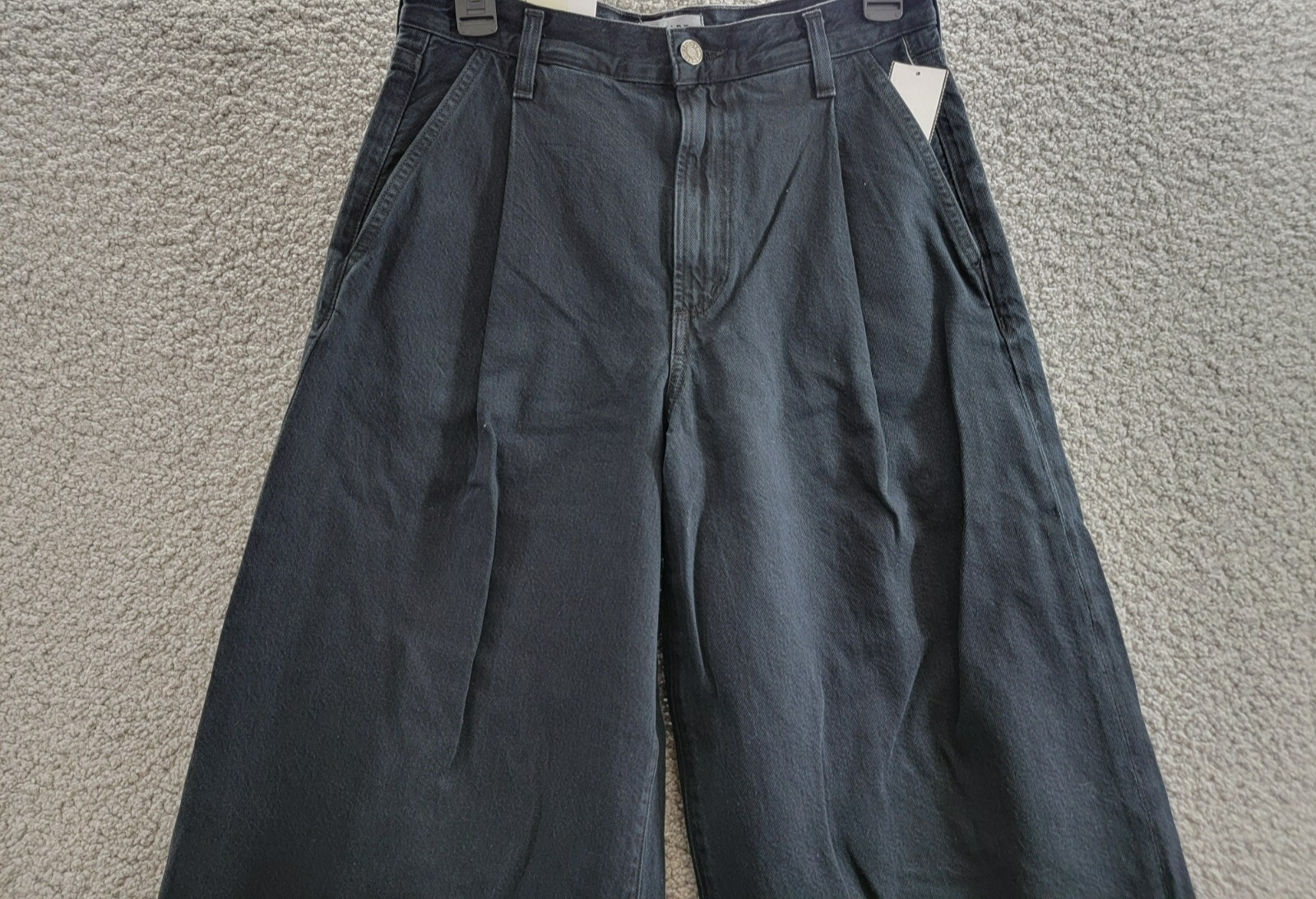 AGOLDE Ellis High Rise Wide Leg Jeans Women's 24 Crushed Button Zip Closure - Picture 3 of 18